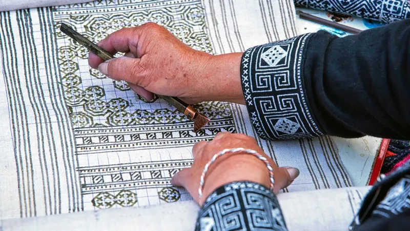 Sapa Hmong Batik Indigo Embroidery Workshop From Sapa