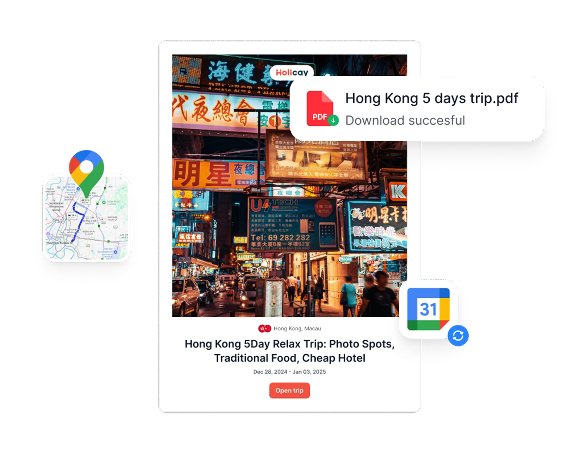 Holicay - Export Your Itinerary Anywhere